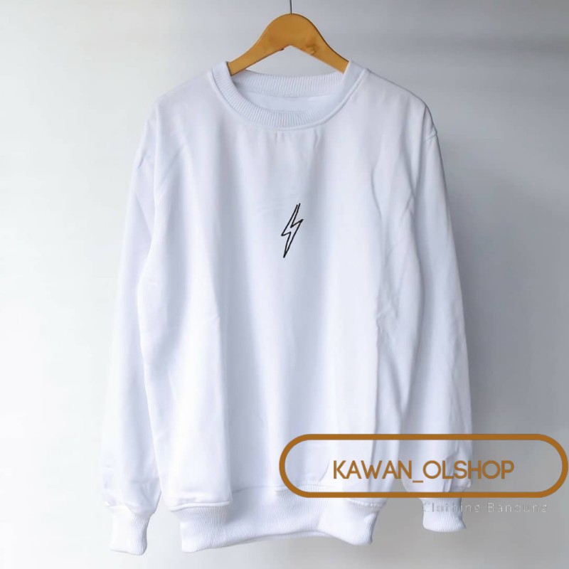 sweater kerah tinggi pria xxl crewneck pria murah keren putih jumbo suwiter pria putih