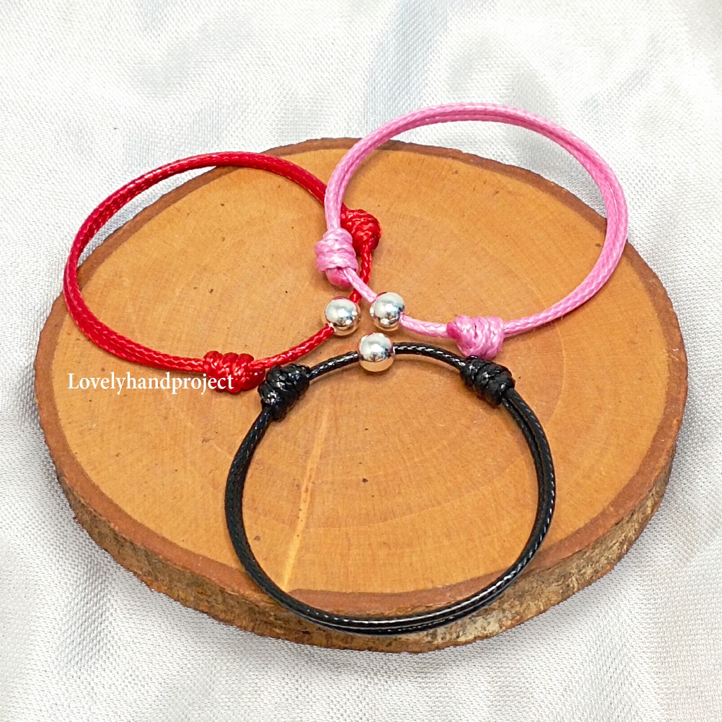 (2pcs) Gelang Tali Couple Minimalist Simple Beads Mutiara Bahan Tebal TIny Persahabatan Lembut Vintage Style Bracelet | Gelang Murah Bagus Lucu