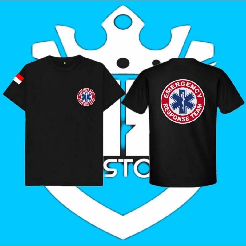 Baju Kaos Pria/Wanita Tulisan Logo Relawan Ambulance/Baju Emergency Respon Team/Baju Ambulance