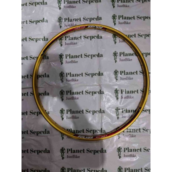 Satu Pasang Rims Folker XC361 XC-361 32H 27.5 MTB Mata Ikan Gold