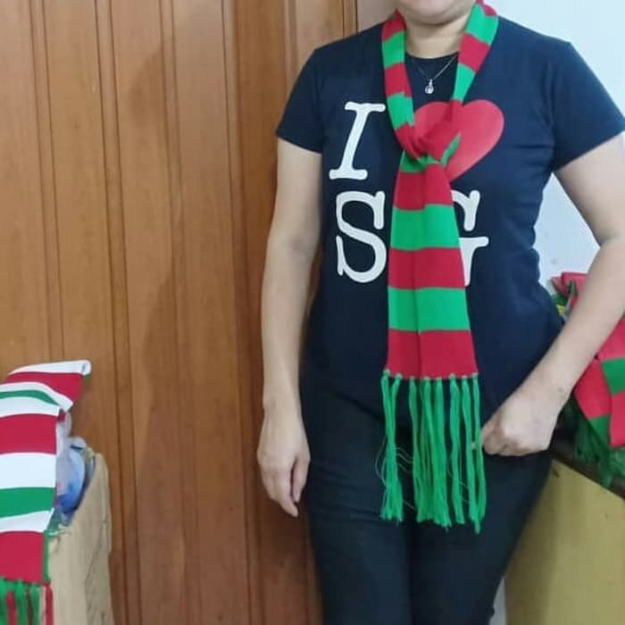 Unik syal syall scarf shawl rajut natal merah hijau kecil premium terbaik