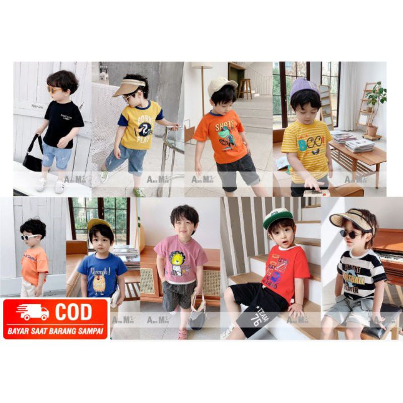 ANN MEE SETELAN PENDEK IMPORT ANAN COWOK ATASAN KAOS IMPORT CELANA PENDEK CANVAS BAJU PERGI KEREN AN