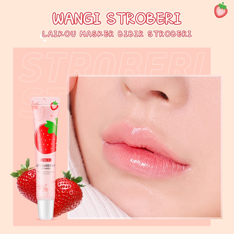 LAIKOU Strawberry Lip Mask Memperbaiki Garis Bibir Pelembab Bibir 18g