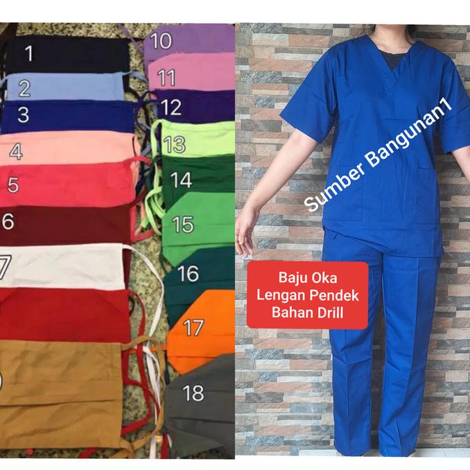 Baju Oka lengan pendek Jas dua saudara Baju jaga baju dokter