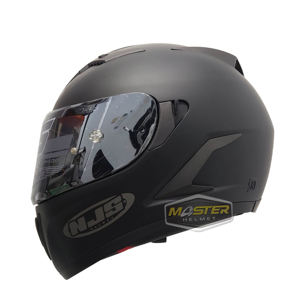 HELM FULL FACE NJS SHADOW SOLID DOUBLE VISOR BLACK DOFF