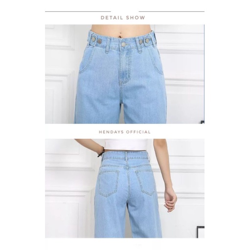 Celana Highwaist Kulot jeans pinggang yang dapat di sesuaikan