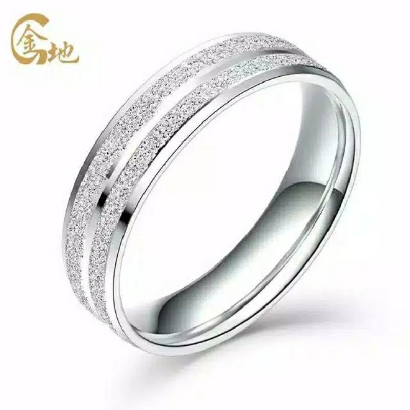 4s Grosir Solo || Cincin Titanium Pria Dan Wanita Motif Silver Pasir Garis Tengah || Cincin Couple Titanium PASIR GARIS SILVER Harga Satuan || Cincin titanium Anti Karat Dan Luntur