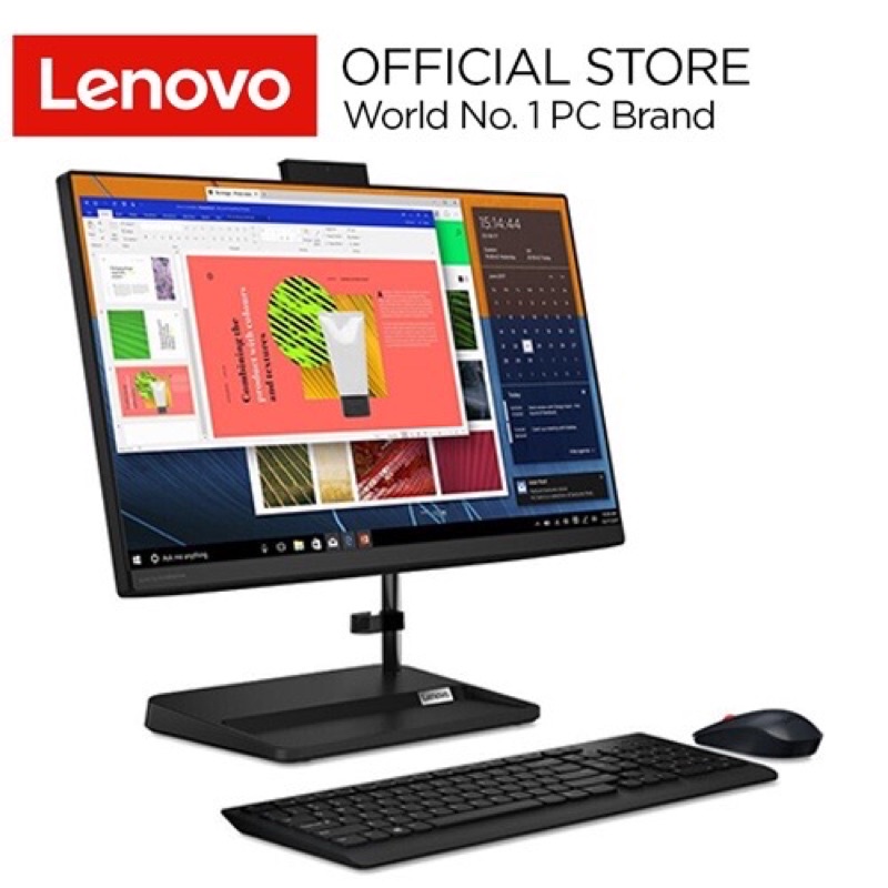 Lenovo PC IdeaCentre AIO 3 3020e Win 11 - 8GB - SSD 256GB - 21.5&quot; FHD IPS Integrated AMD Radeon DVD Wired Keyboard Mouse 66ID Black Desktop All-in-One AIO3 Terjangkau 22inch Antiglare