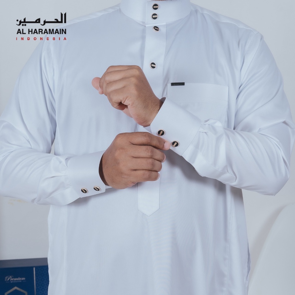 Jubah Al Haramain / Gamis Dewasa Premium Manset Warna Putih