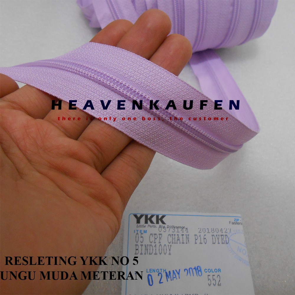 Resleting Zipper YKK No 5 Ungu Muda Meteran Murah