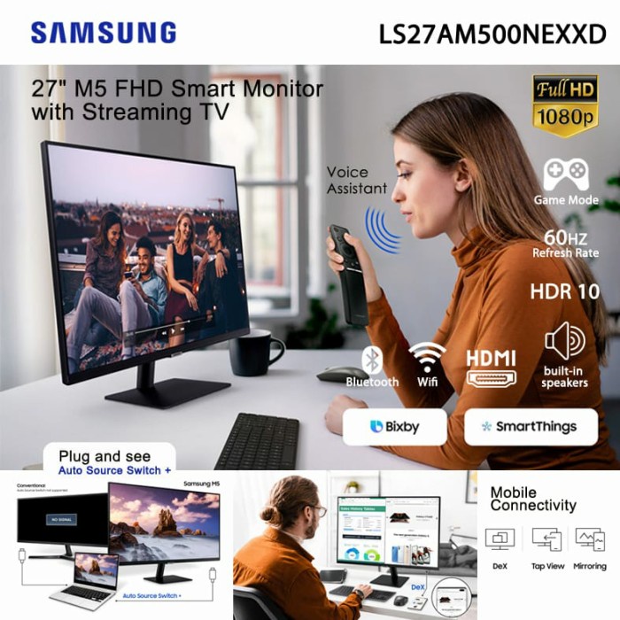 Samsung Smart Monitor M5 27&quot; S27AM500 HDR10 FHD LS27AM500NEXXD NAMPOL