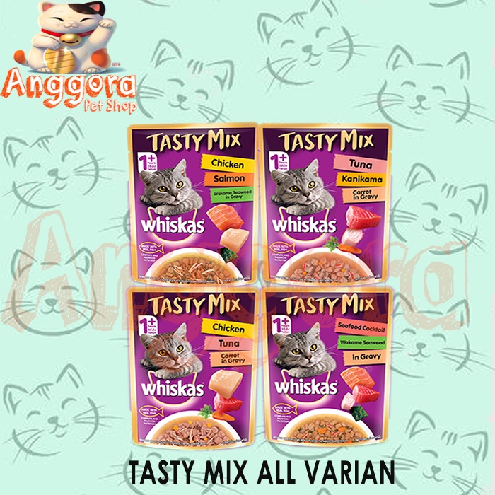 Makanan Kucing Basah WHISKAS pouch TASTY MIX 70g All Varian