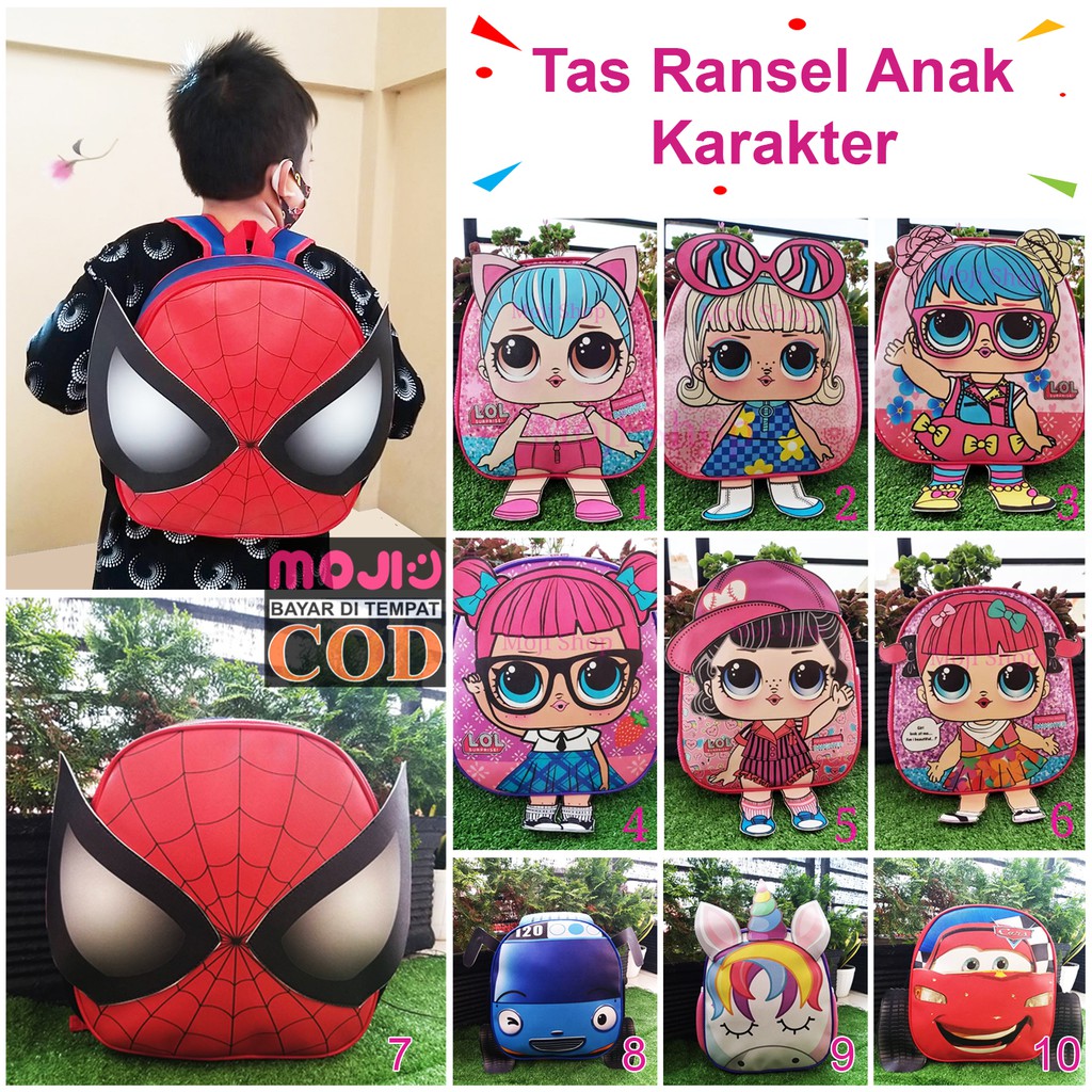 Tas Ransel Anak Karakter / Tas Ransel Sekolah Bimbel - Paud - TK / Tas Anak