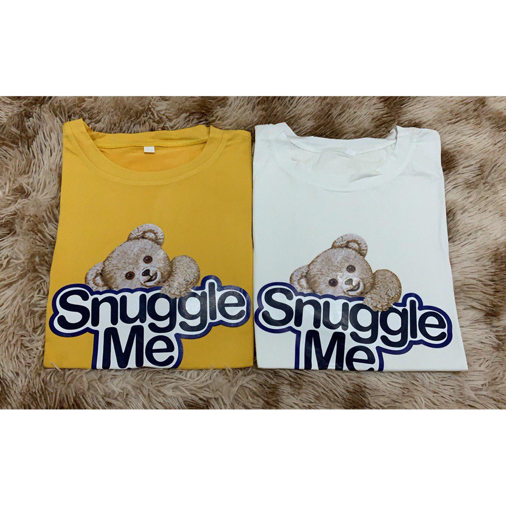 Oversize Tee   / Tshirt Wanita   Model Longgar Motif Bear Snuggle Me