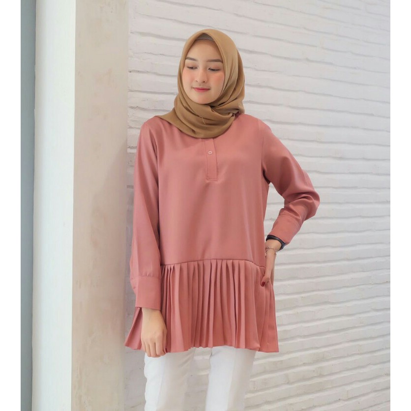 fashionshop119 Sarah Tunik / Tunik Plisket / Atasan Wanita / Tunik Rempel (fs)