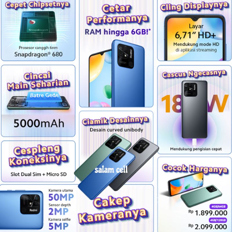 Redmi 10C Ram 4+2/128GB Snapdragon 680 Camera 50MP Original Garansi Resmi-6