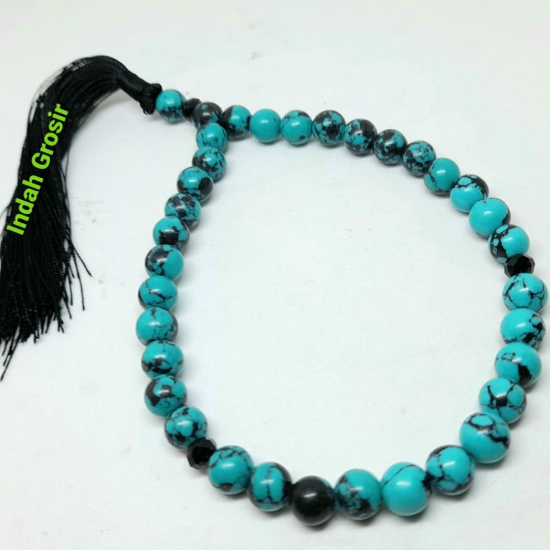 Tasbih Natural Batu Alam Pirus Turquoise 8mm 33butir Original