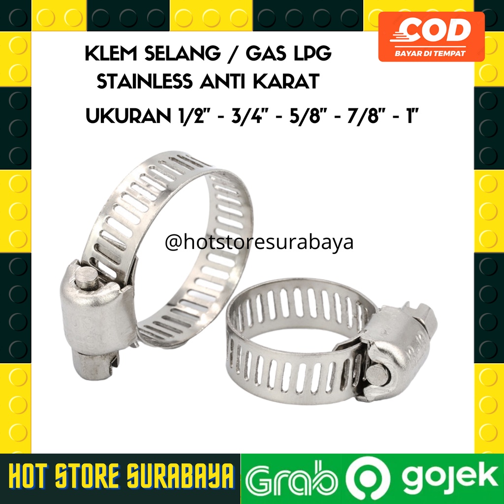 klem selang SEMUA UKURAN selang kompor gas dll BAHAN STAINLESS - Hot Store Surabaya