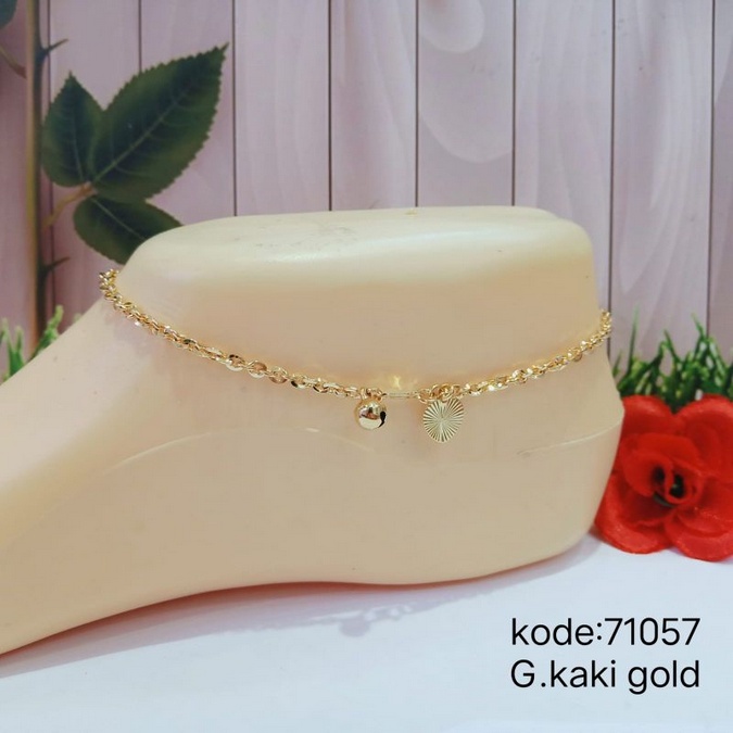 71057.32 Gelang Kaki Titanium Rantai Ukir Lapis Emas 24k