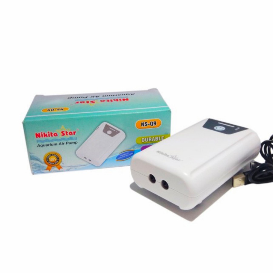 aquarium pompa udara aerator AC DC NIKITA STAR NS Q 9 usb