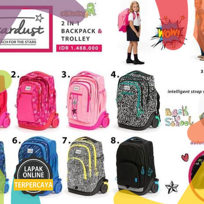 Terbaru Okiedog Stardust Tas Sekolah Anak Ransel Dan Trolley - Pink Flower Barang Original