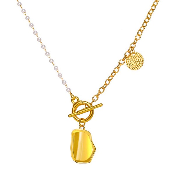 kalung golden alloy irregular meyal necklace jka228 (3E1)