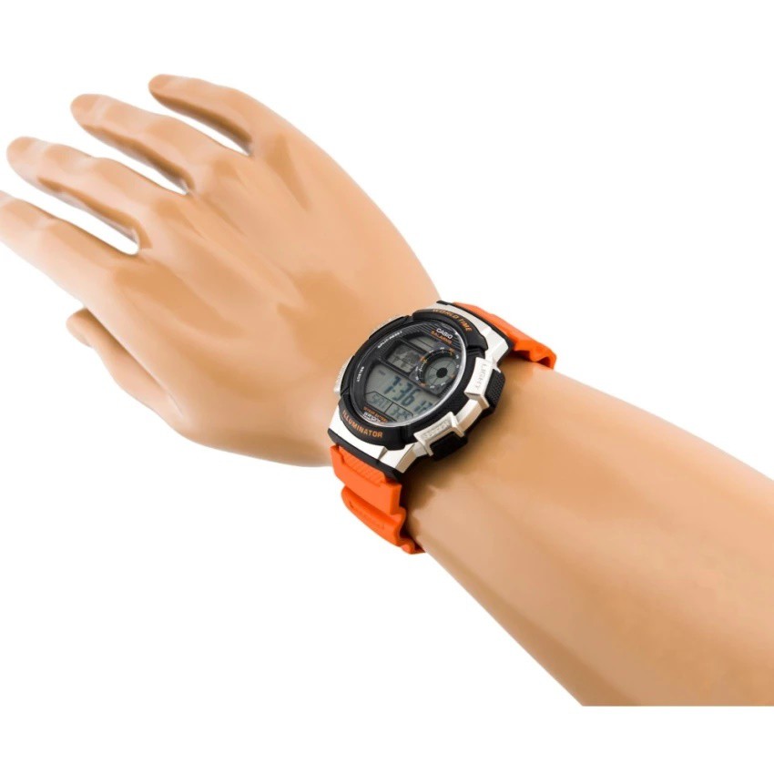 Casio Original AE-1000W-4B / AE1000W-4B Jam Tangan Pria Digital Karet Orange