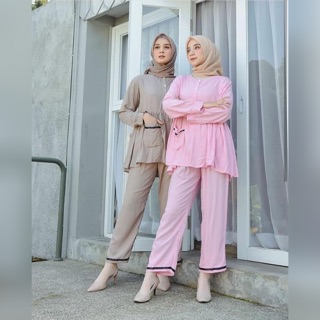 SETELAN TUNIK NAVITA SET CELANA REMPEL MOSCREPE Shopee 