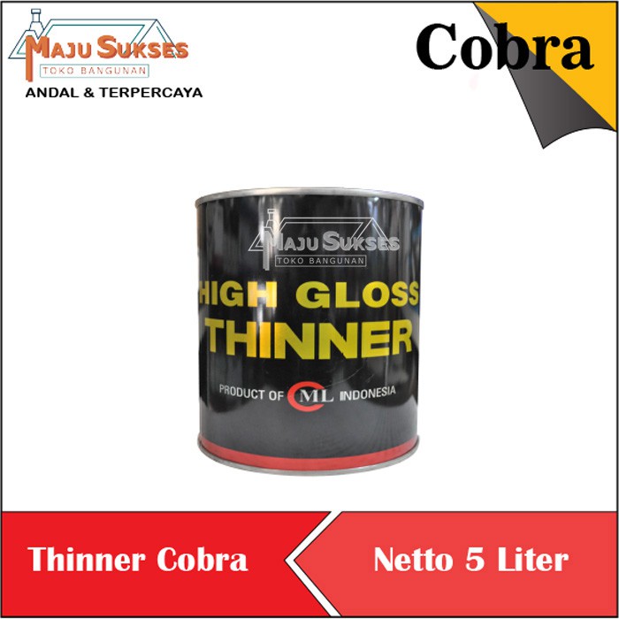 THINNER COBRA HITAM THINER PENGENCER CAT TINER COBRA HITAM HIGH GLOSS 5 LITER GALON 5L 5KG  KILAP
