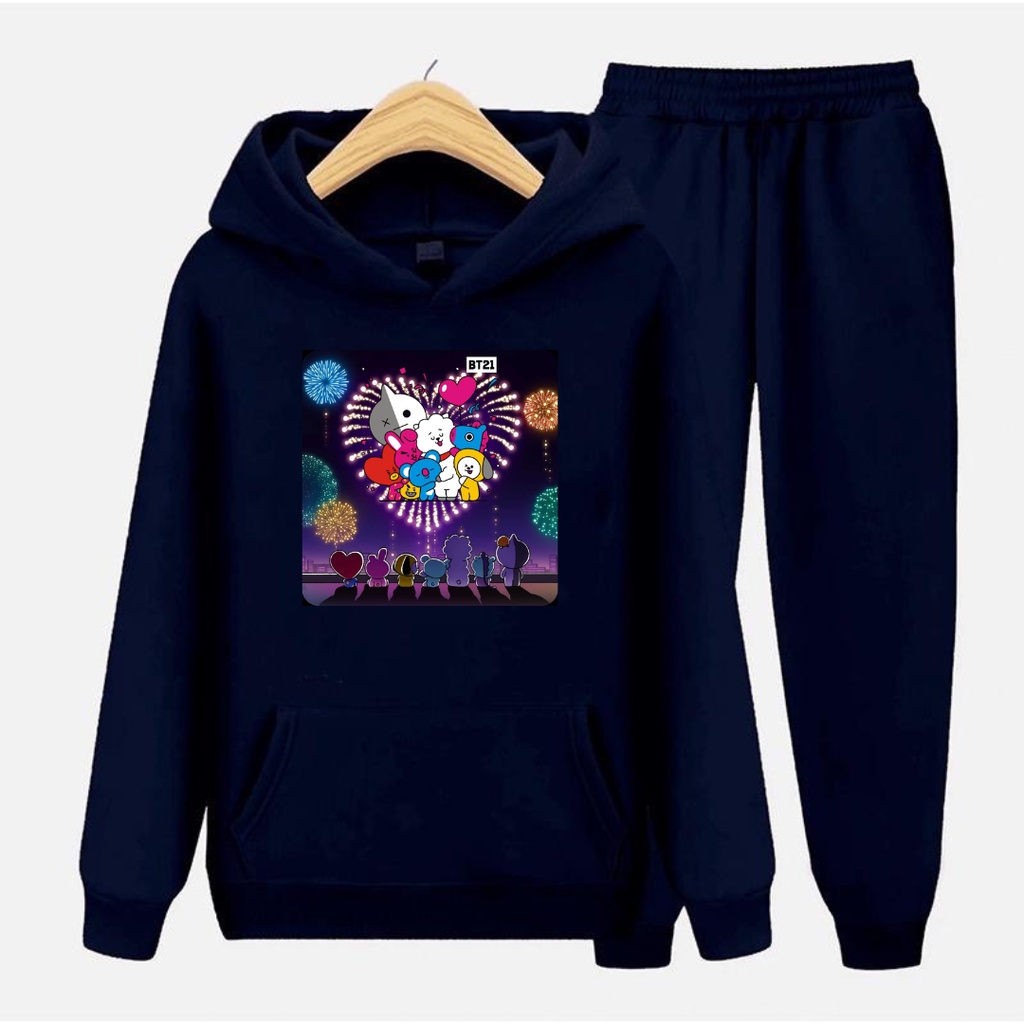 Setelan Sweater Anak Korea BT Firework /Baju Sweater Hoodie Anak