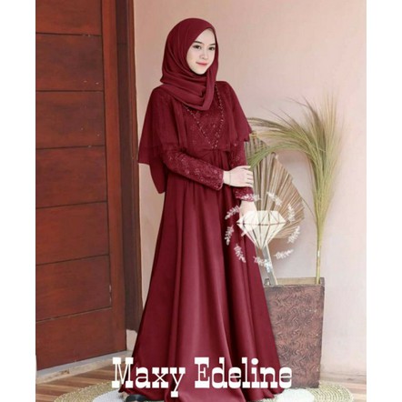 Gamis Brukat Lebaran Hari Raya Modern Terbaru Maxy edeline Brokat Kondangan Elegan