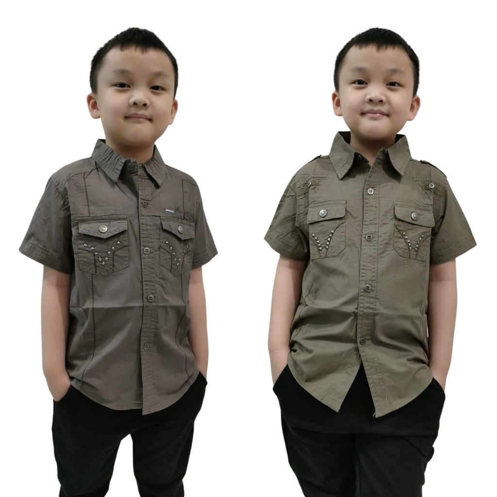 Baju Kemeja Import Anak Laki-Laki Lengan Pendek Umur 1 - 15 Tahun