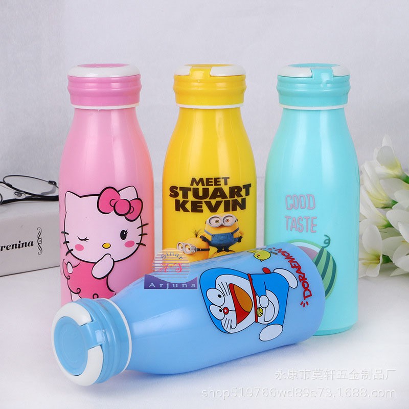 BOTOL KACA ANIMAL KARAKTER UK300ML Botol Minum Anak Panas &amp; Dingin Tumbl