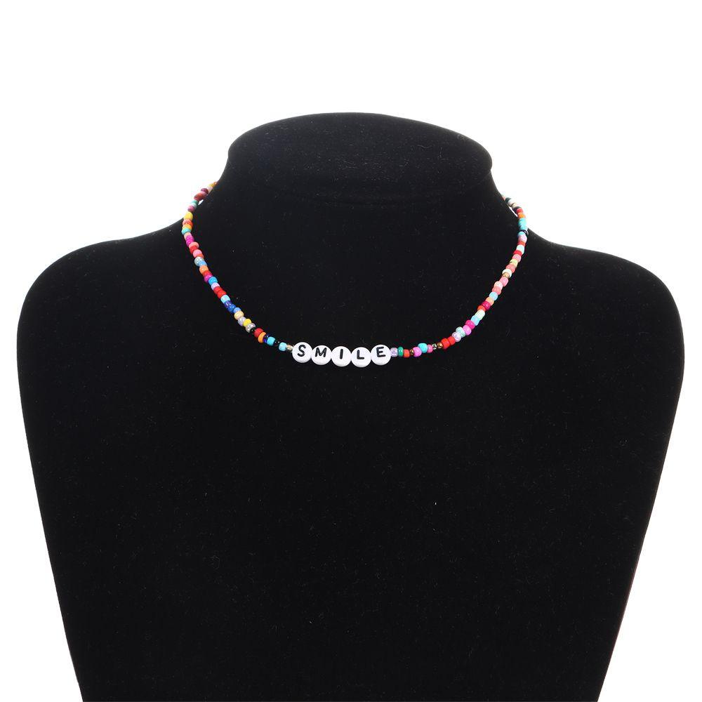 Lily Rice Bead Necklace Personality Colorful Kalung Handmade Manik Pantai