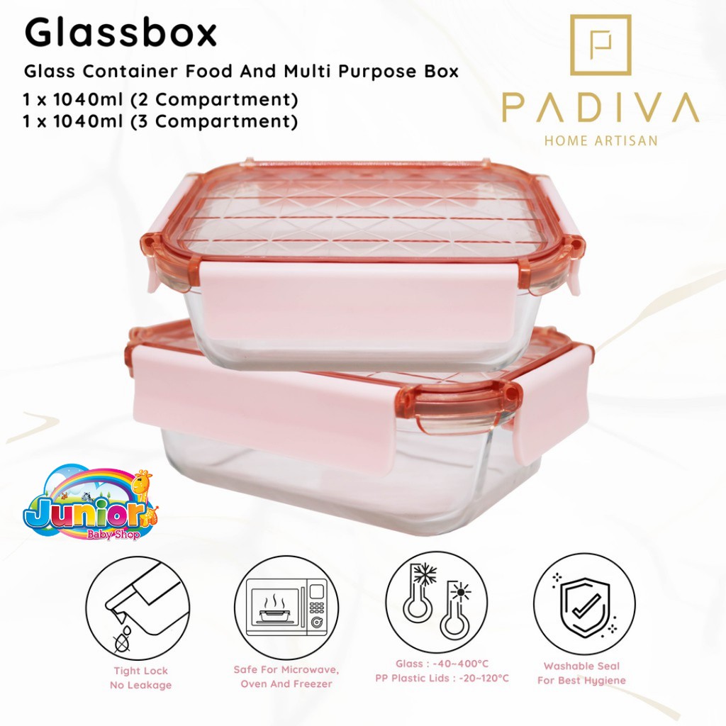 Padiva Glassbox Crystal 1040ml Mix 2cmp+3cmp Aqua/Silver/Pink