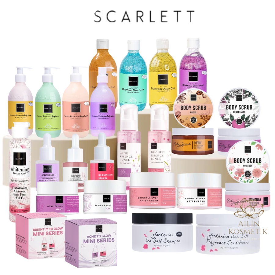 SCARLETT Whitening Body Lotion Shower Scrub Serum Facial Wash Scarlet by AILIN