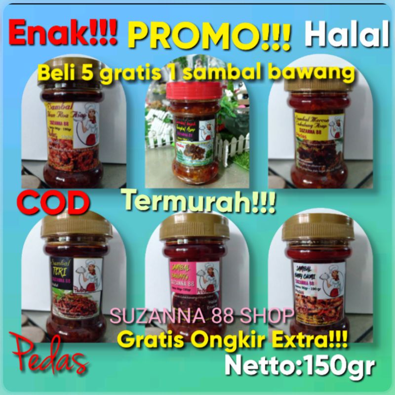 Sambal baby cumi,cakalang,bajak tongkol,teri medan,teri,bawang,roa