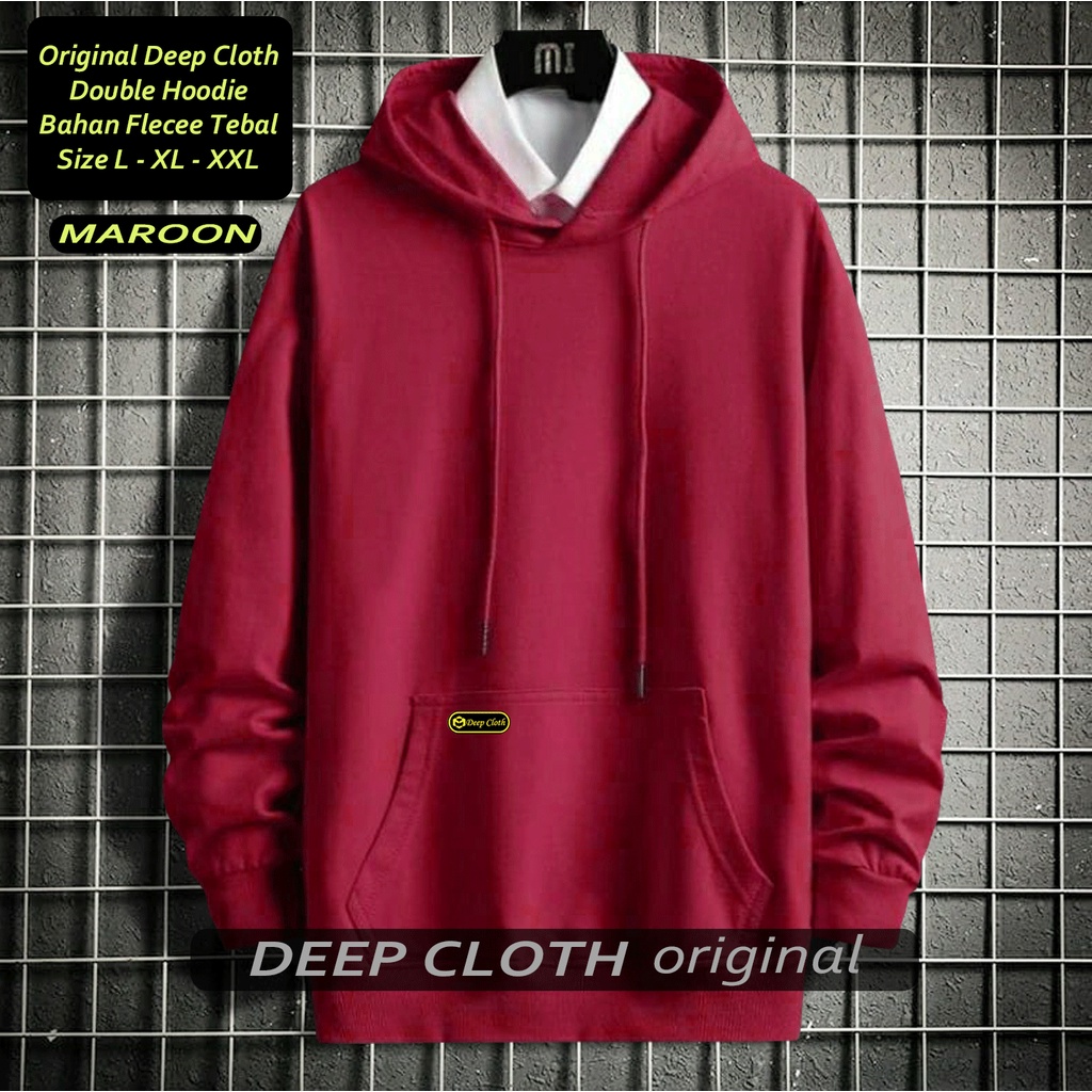 Sweater Hoodie DEEP CLOTH Polos Flecee Tebal Pria Fullover Premium Distro