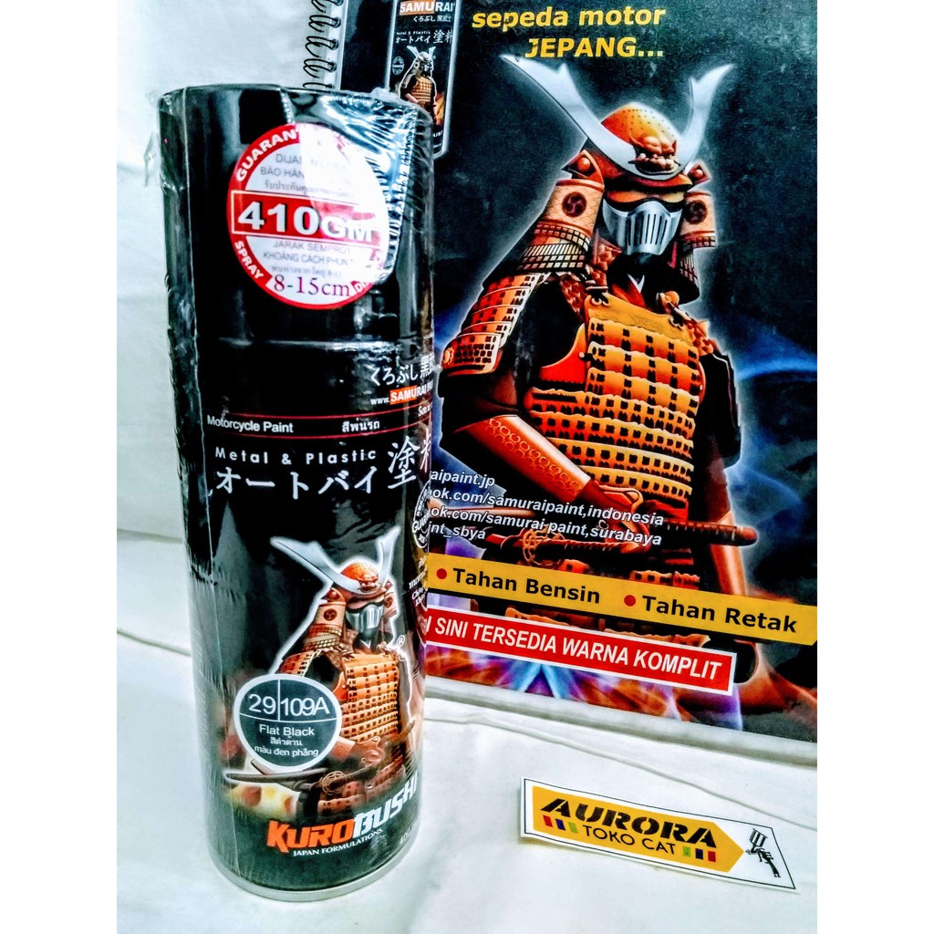 Pilox Pylox Samurai Black Dof Doff Flat Matte Matt Hitam Dop 109A Cat Mobil Motor Tahan Bensin Solid