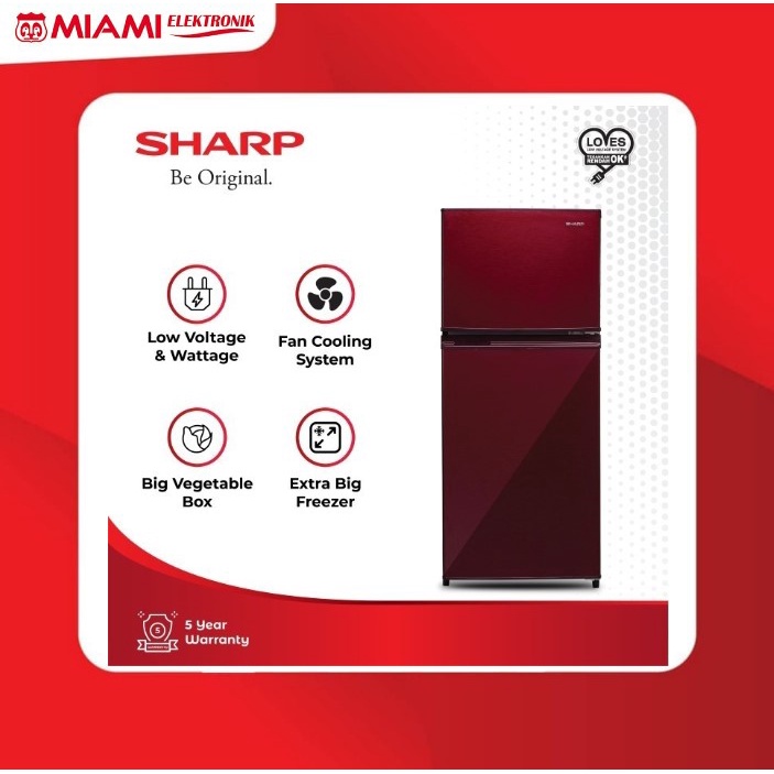 SHARP Lemari Es SJ195MD 172 Liter / Kulkas 2 Pintu 130 Watt SJ-195MD / SJ-195MDSR2 / SJ-195MDSG2