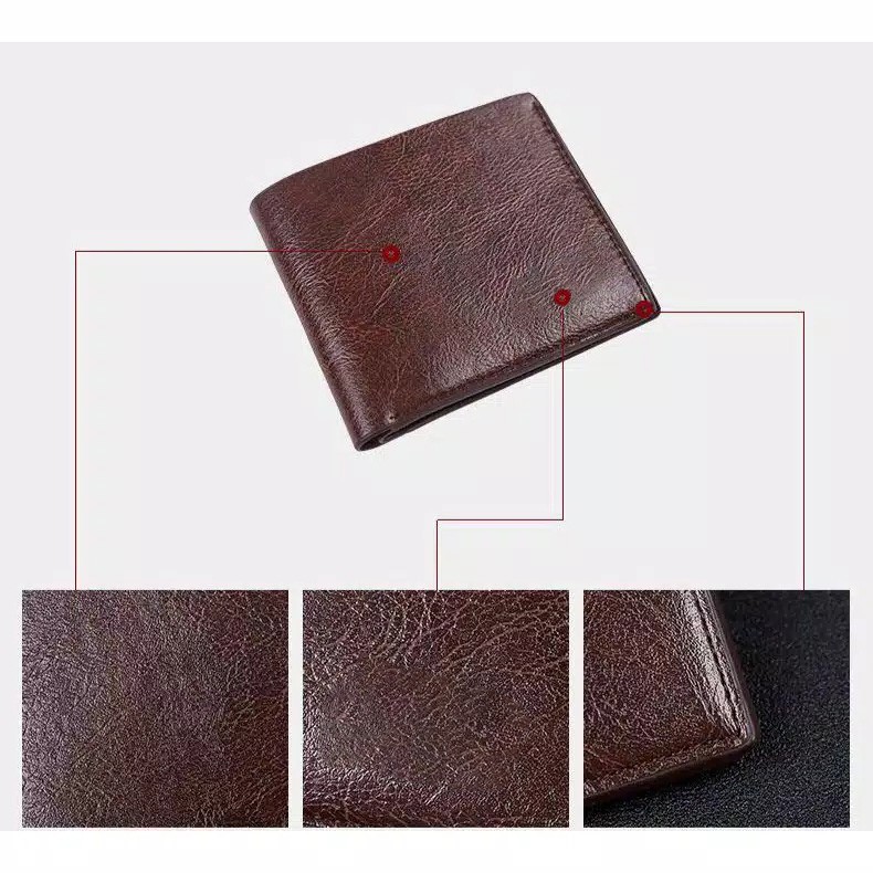 BRGUNIK Dompet Pria Kulit Lipat dompet lipat Wallet Import grosir Murah COD D010