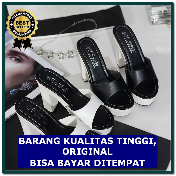 @Dx#060 High Hils Wanita Hils Wanita Sendal Wanita High Hils Zq23 CX537 Sepatu  Jh 19 - Hitam