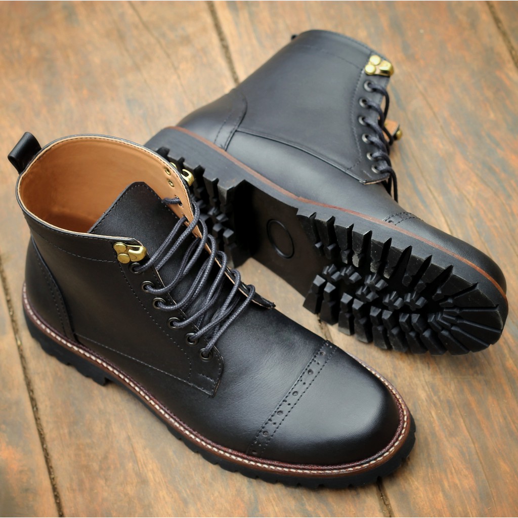 Arpegio Black | Sepatu Boots Kulit Asli Safety Boot Vintage Klasik Besi Original Ori | FORIND x Reyl