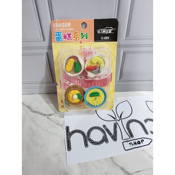 Penghapus lucu makanan kue/STIP KUE/hapusan fancy/hapusan set/stip-Q