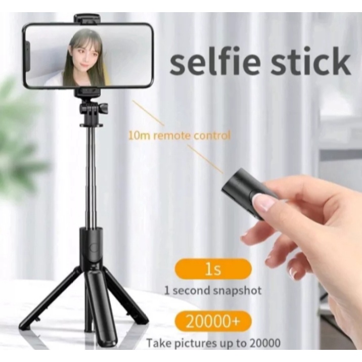 Selfie Stick Tongsis Tripod Remote Shutter Bluetooth 3in1 S03 S LED / Tongsis Bluetooth S LED Plus Remote Shutter &amp; Tripod