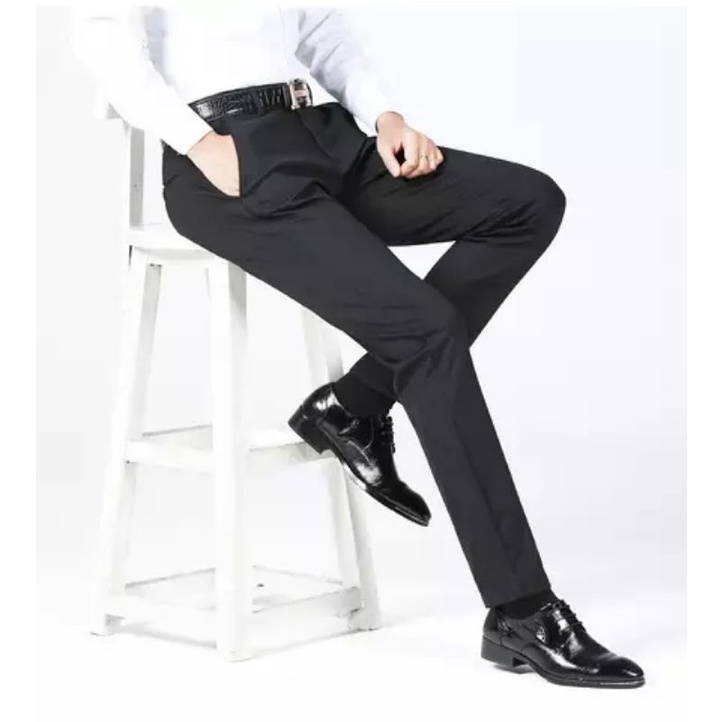 EXCLUSIVE Celana Kantor Formal SLIMFIT dan REGULER Pria premium Bahan HIGHTWIST JETBLACK