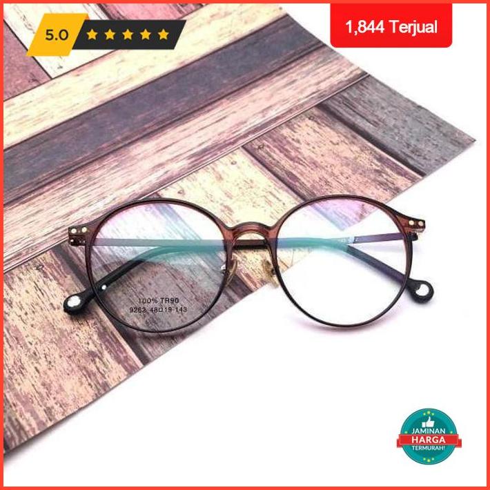 4.4 Frame Kacamata Korea Peter Bulat Retro Pria Wanita, Ganti Lensa Minus Premium