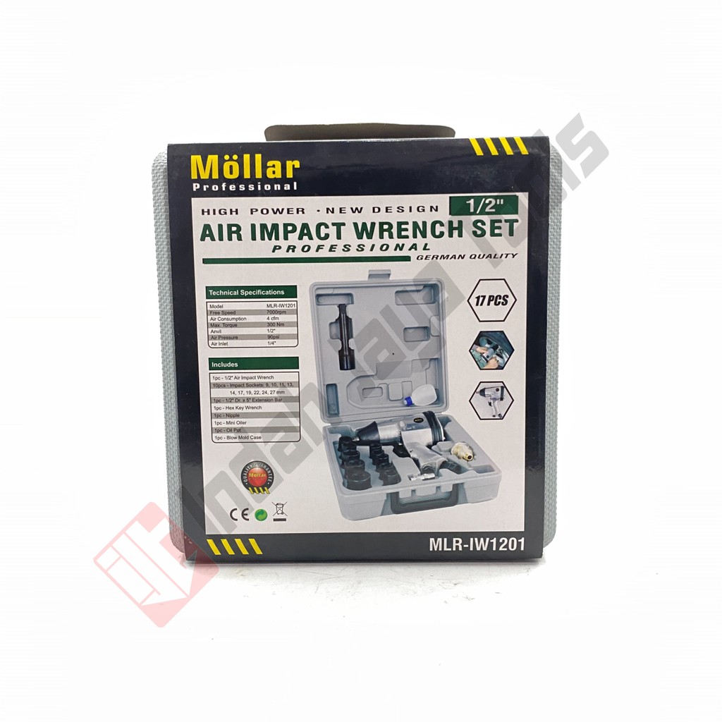 MOLLAR Air Impact Wrench KIT 1/2 Inch Mesin Buka Baut Angin Kompresor