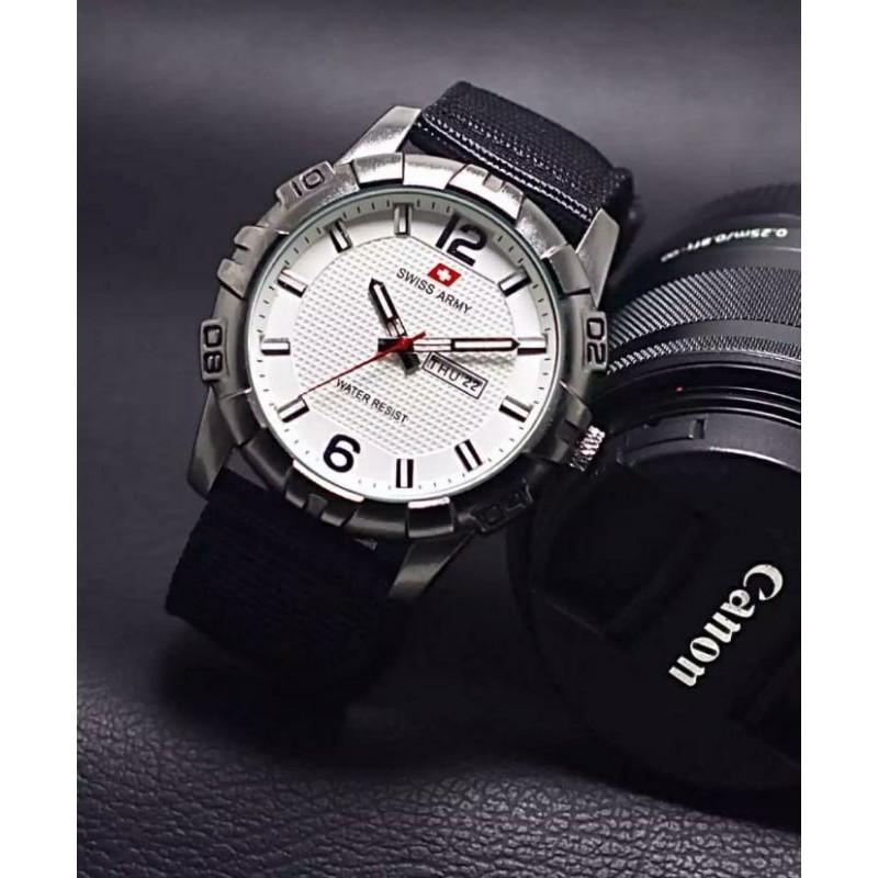jam tangan pria tali kanvas premium