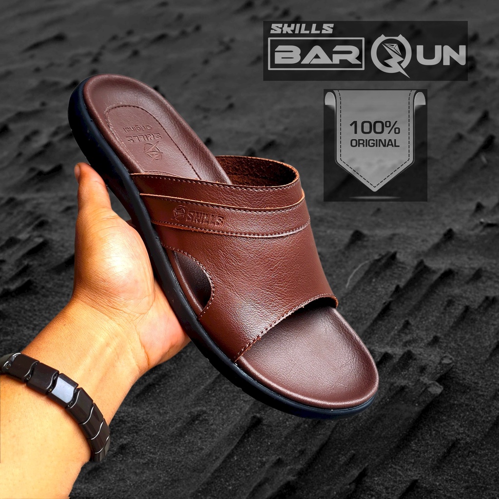 sendal skills barqun rigel original sandal selop pria kulit premium  best seller